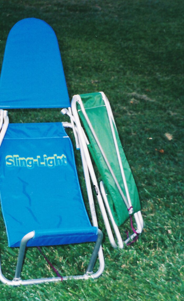 Sling Light chair in grass, blue and green